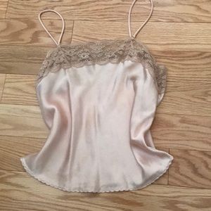 Lace and silky fabric pastel peach camisole